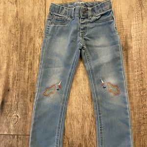 Girls unicorn knee jeans